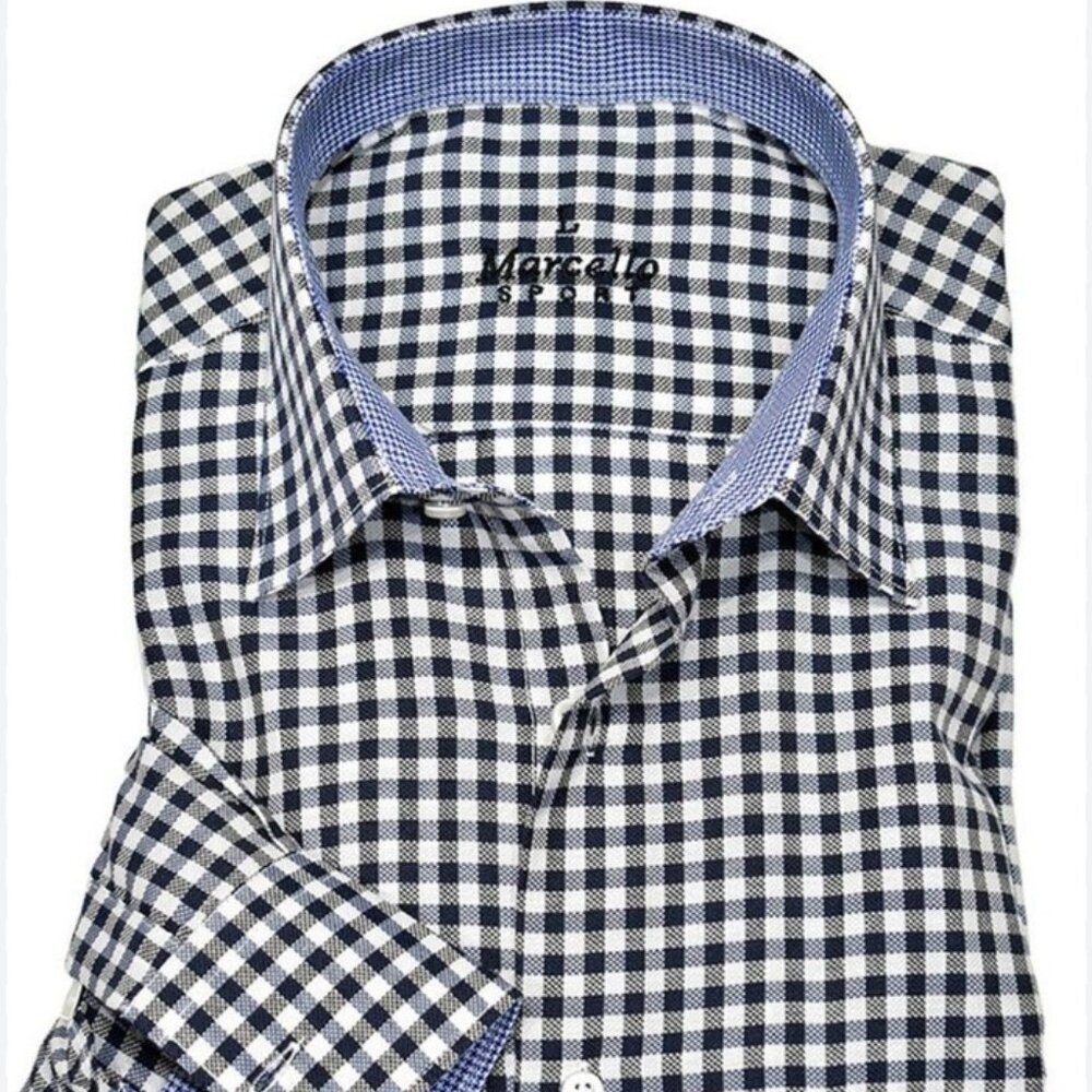 WS01 Navy Marcello Sport Classic Checked Men's ShirtXl $125